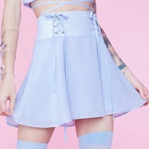 Doll's Kill Sugar Thrillz Baby Eve's Garden Lace-Up Satin Skirt Size Small